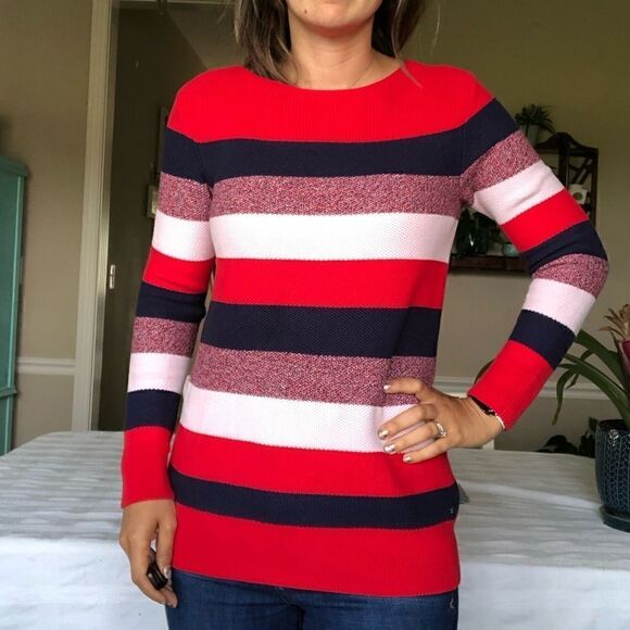 Tommy Hilfiger Stripe Cotton Knit Sweater Pullover - Picture 6 of 9